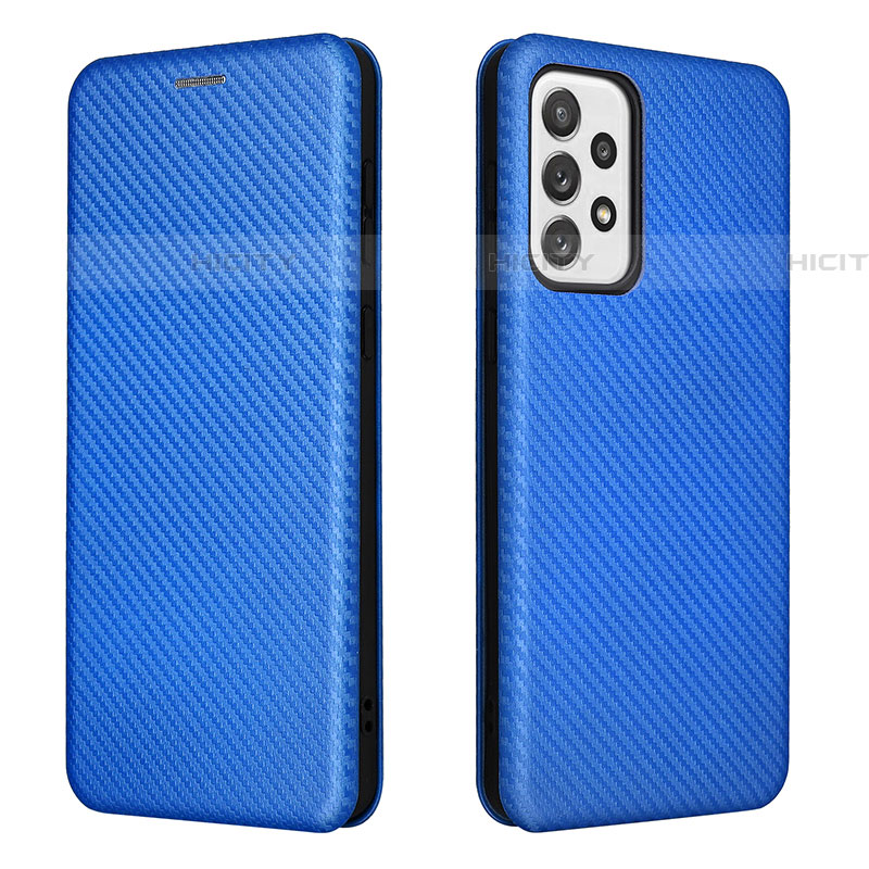 Coque Portefeuille Livre Cuir Etui Clapet L06Z pour Samsung Galaxy A73 5G Bleu Plus