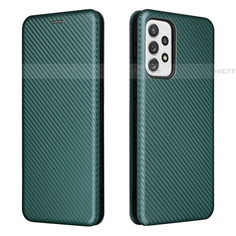 Coque Portefeuille Livre Cuir Etui Clapet L06Z pour Samsung Galaxy A73 5G Vert Plus