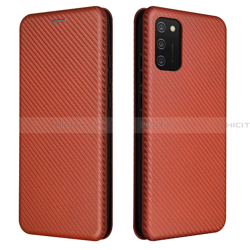 Coque Portefeuille Livre Cuir Etui Clapet L06Z pour Samsung Galaxy F02S SM-E025F Marron Plus