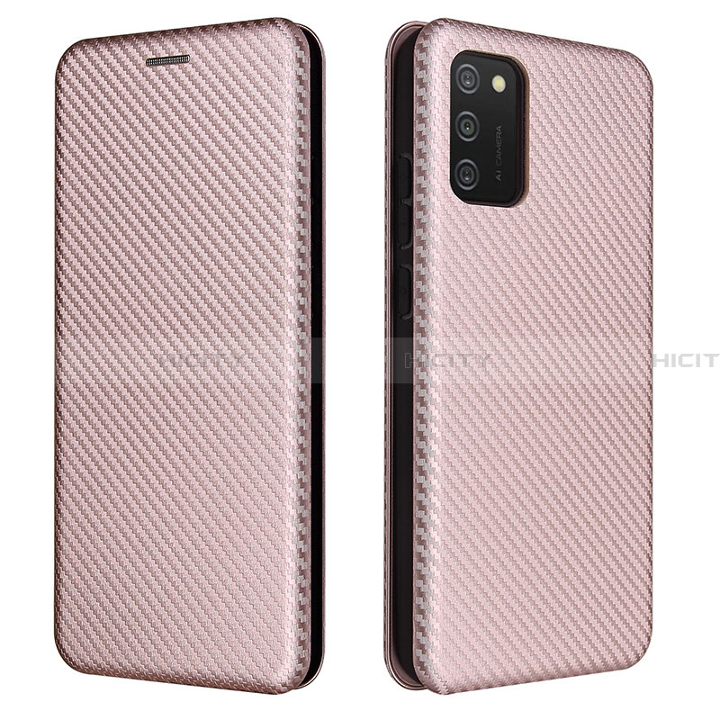 Coque Portefeuille Livre Cuir Etui Clapet L06Z pour Samsung Galaxy F02S SM-E025F Or Rose Plus