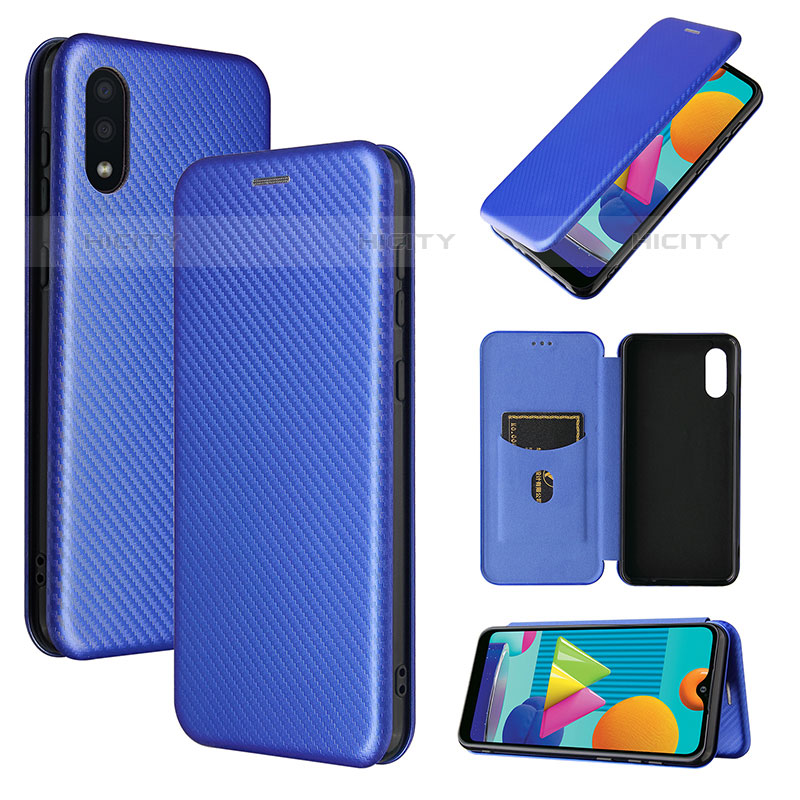 Coque Portefeuille Livre Cuir Etui Clapet L06Z pour Samsung Galaxy M02 Bleu Plus