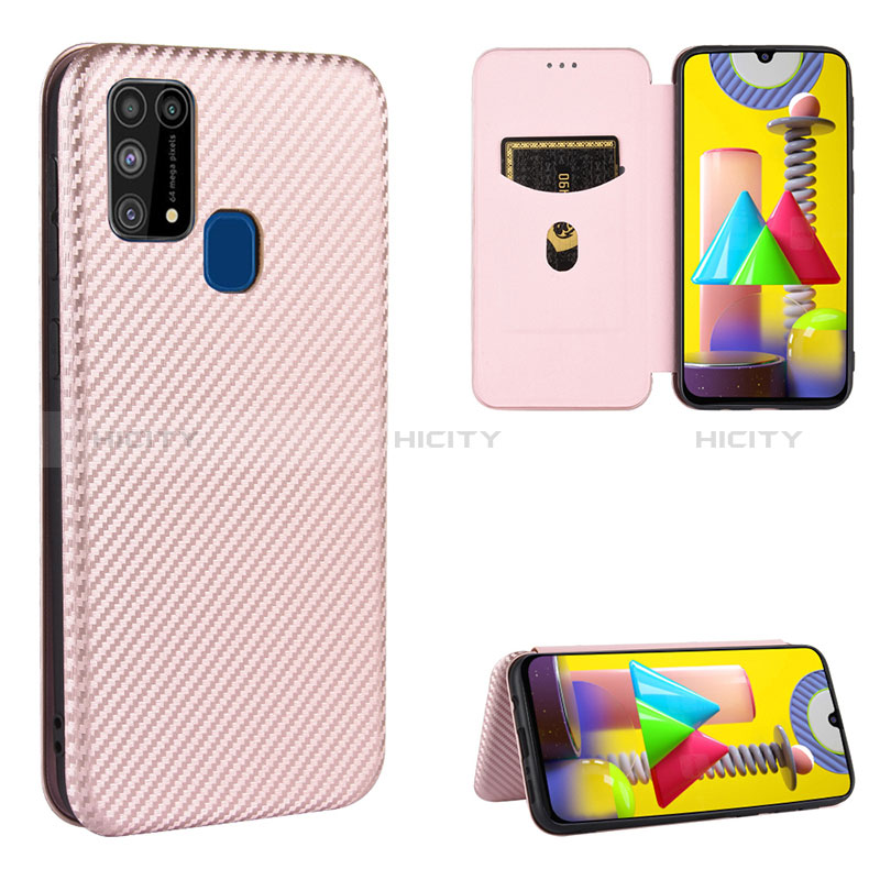 Coque Portefeuille Livre Cuir Etui Clapet L06Z pour Samsung Galaxy M21s Or Rose Plus