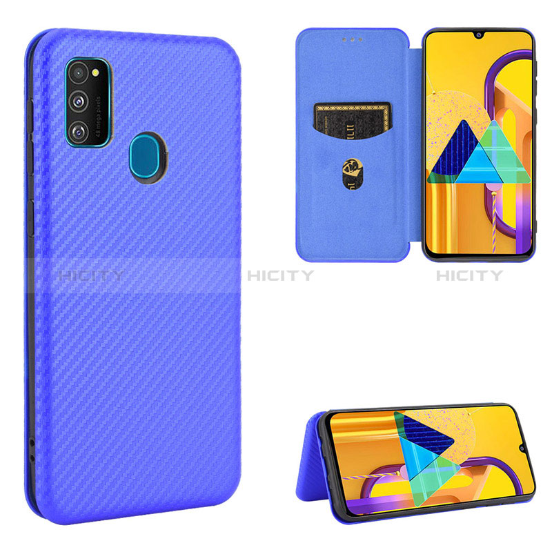 Coque Portefeuille Livre Cuir Etui Clapet L06Z pour Samsung Galaxy M30s Bleu Plus