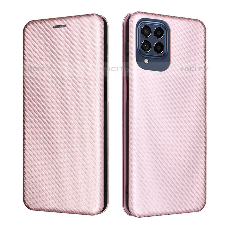 Coque Portefeuille Livre Cuir Etui Clapet L06Z pour Samsung Galaxy M53 5G Or Rose Plus