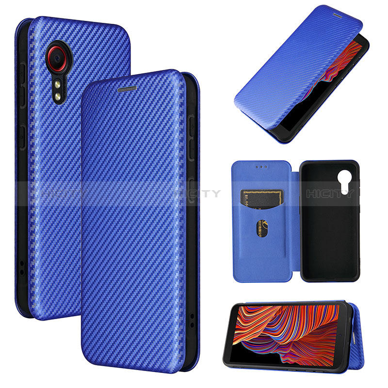 Coque Portefeuille Livre Cuir Etui Clapet L06Z pour Samsung Galaxy XCover 5 SM-G525F Bleu Plus