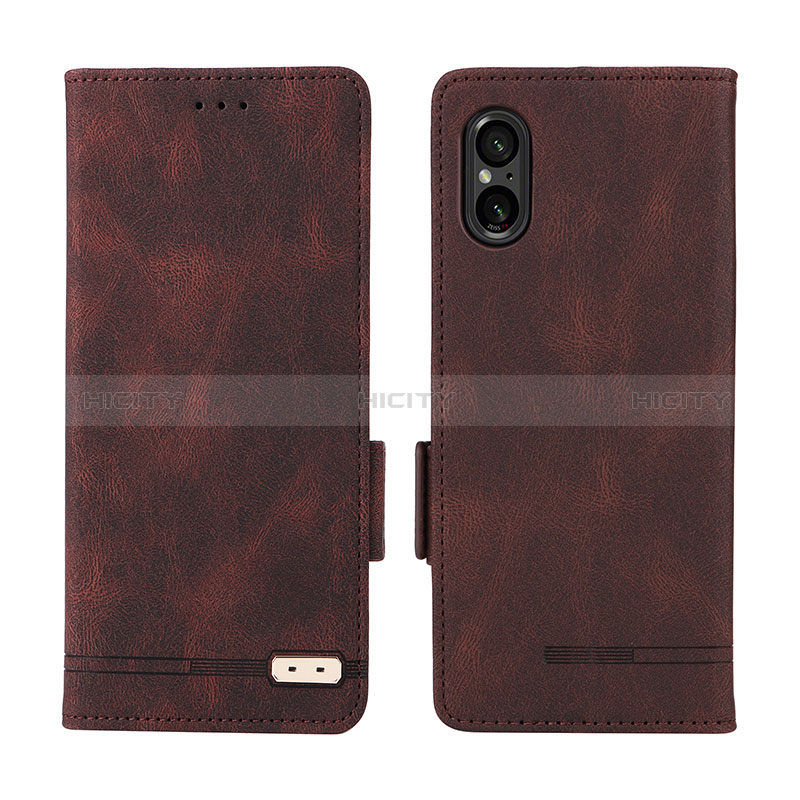 Coque Portefeuille Livre Cuir Etui Clapet L06Z pour Sony Xperia 5 V Marron Plus