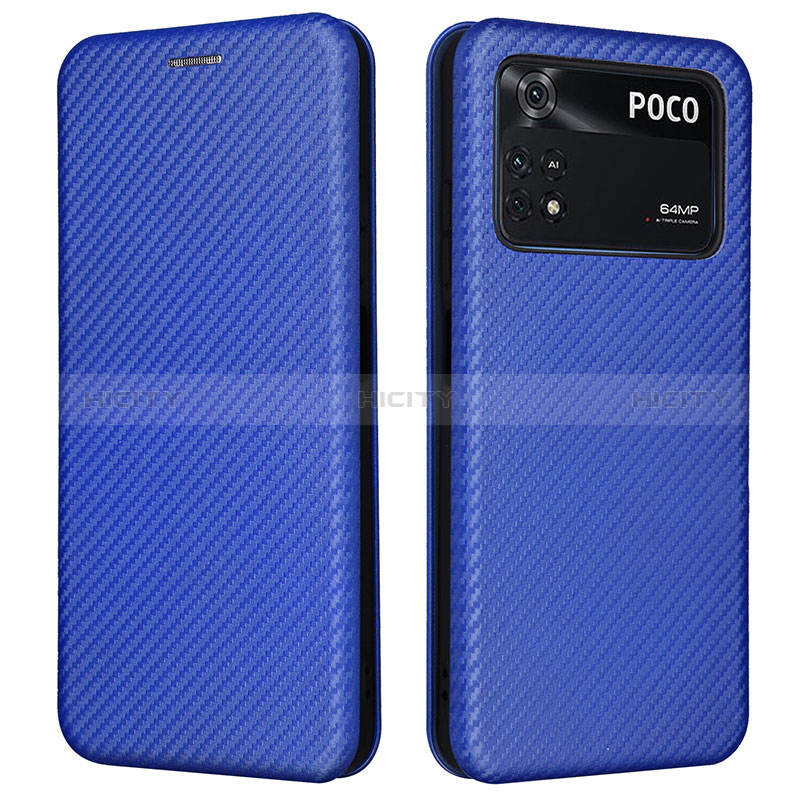 Coque Portefeuille Livre Cuir Etui Clapet L06Z pour Xiaomi Poco M4 Pro 4G Bleu Plus