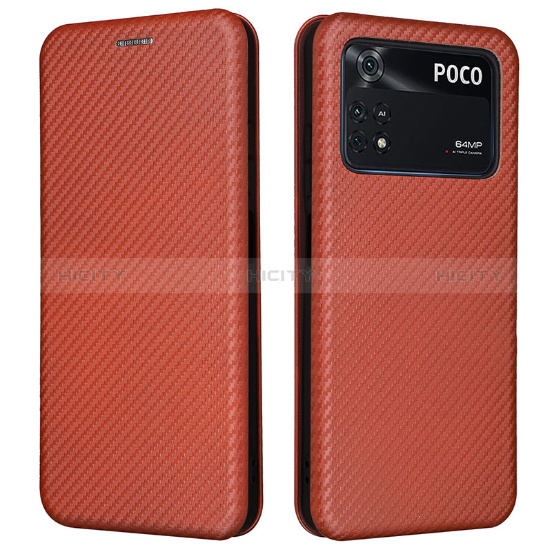 Coque Portefeuille Livre Cuir Etui Clapet L06Z pour Xiaomi Poco M4 Pro 4G Marron Plus