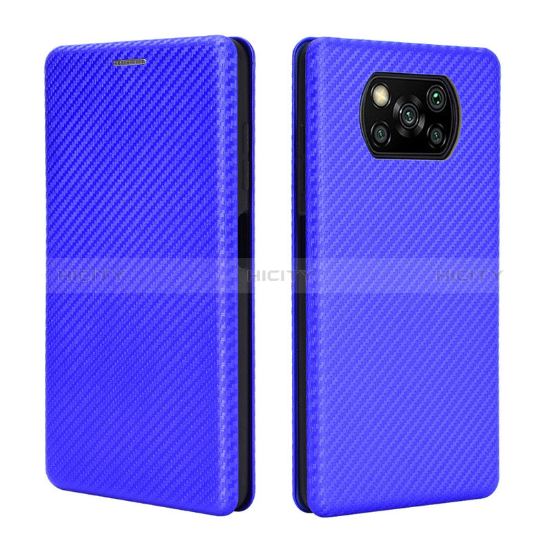 Coque Portefeuille Livre Cuir Etui Clapet L06Z pour Xiaomi Poco X3 NFC Bleu Plus