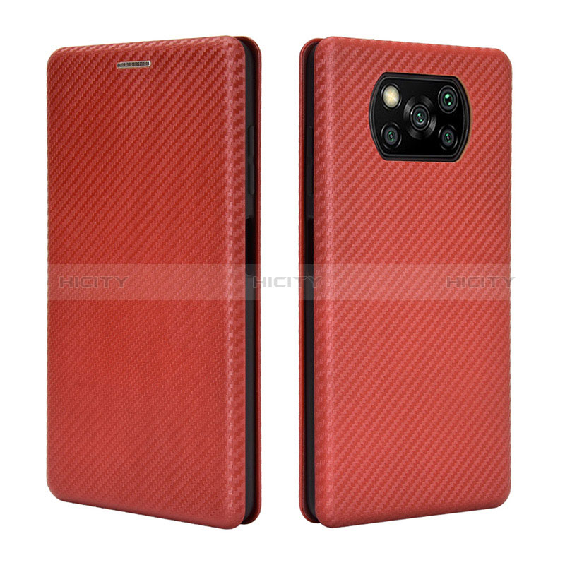 Coque Portefeuille Livre Cuir Etui Clapet L06Z pour Xiaomi Poco X3 NFC Marron Plus