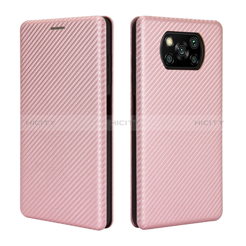 Coque Portefeuille Livre Cuir Etui Clapet L06Z pour Xiaomi Poco X3 NFC Or Rose Plus