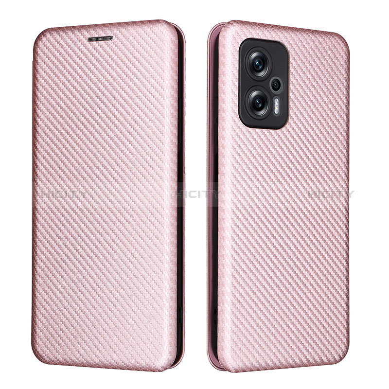 Coque Portefeuille Livre Cuir Etui Clapet L06Z pour Xiaomi Poco X4 GT 5G Or Rose Plus