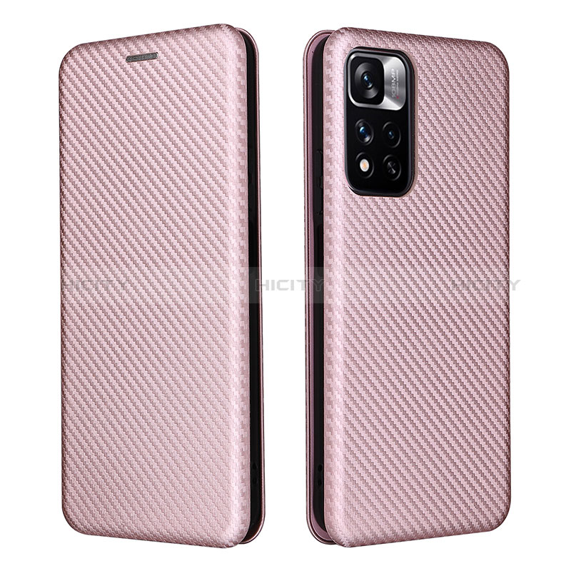 Coque Portefeuille Livre Cuir Etui Clapet L06Z pour Xiaomi Poco X4 NFC Or Rose Plus