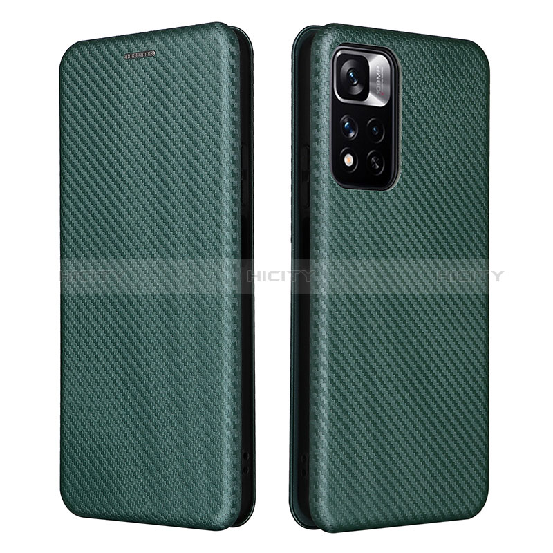 Coque Portefeuille Livre Cuir Etui Clapet L06Z pour Xiaomi Poco X4 NFC Vert Plus