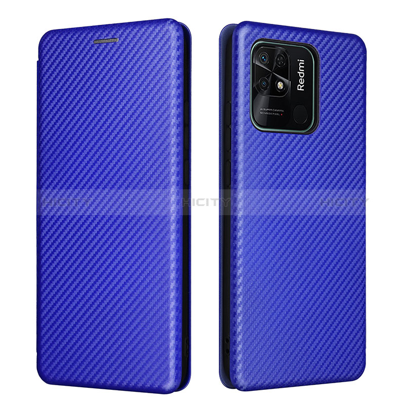 Coque Portefeuille Livre Cuir Etui Clapet L06Z pour Xiaomi Redmi 10 India Bleu Plus