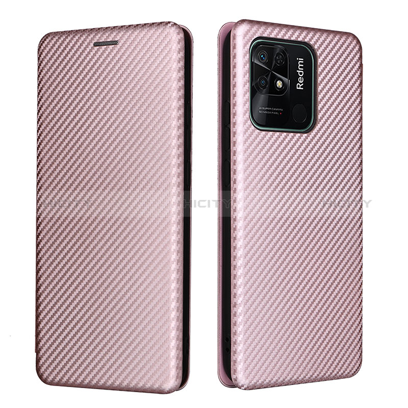 Coque Portefeuille Livre Cuir Etui Clapet L06Z pour Xiaomi Redmi 10 India Or Rose Plus