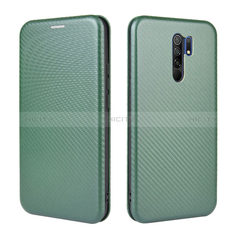 Coque Portefeuille Livre Cuir Etui Clapet L06Z pour Xiaomi Redmi 9 Prime India Vert Plus