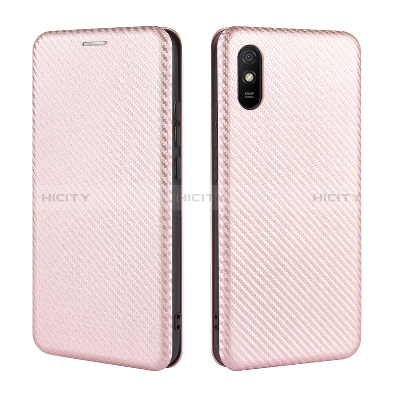 Coque Portefeuille Livre Cuir Etui Clapet L06Z pour Xiaomi Redmi 9A Or Rose Plus