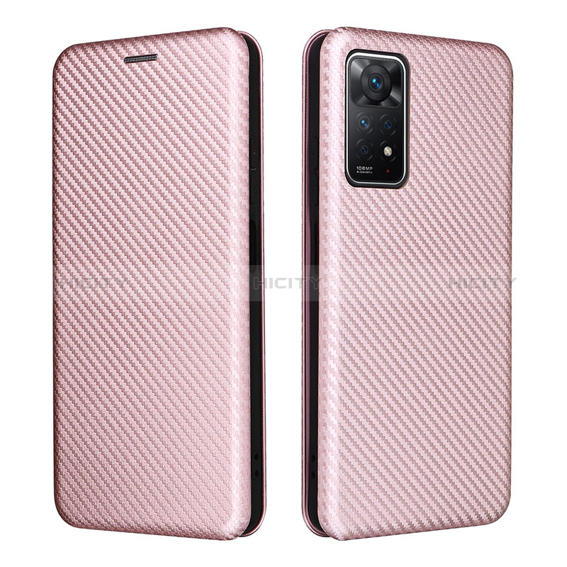 Coque Portefeuille Livre Cuir Etui Clapet L06Z pour Xiaomi Redmi Note 11 Pro 4G Or Rose Plus