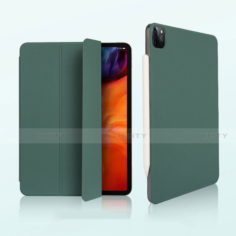 Coque Portefeuille Livre Cuir Etui Clapet L07 pour Apple iPad Pro 12.9 (2020) Vert Plus