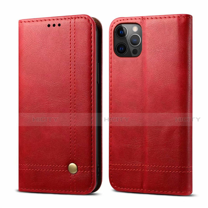 Coque Portefeuille Livre Cuir Etui Clapet L07 pour Apple iPhone 12 Pro Rouge Plus