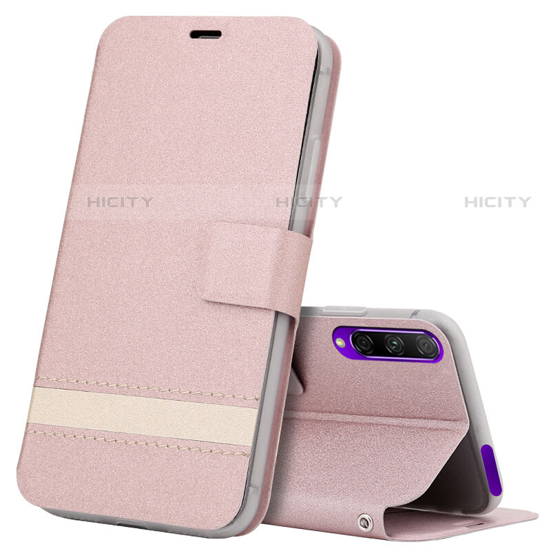 Coque Portefeuille Livre Cuir Etui Clapet L07 pour Huawei P Smart Pro (2019) Or Rose Plus