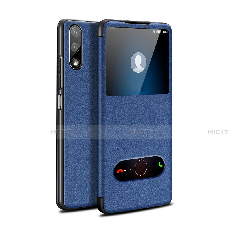 Coque Portefeuille Livre Cuir Etui Clapet L07 pour Huawei P Smart Z (2019) Bleu Plus