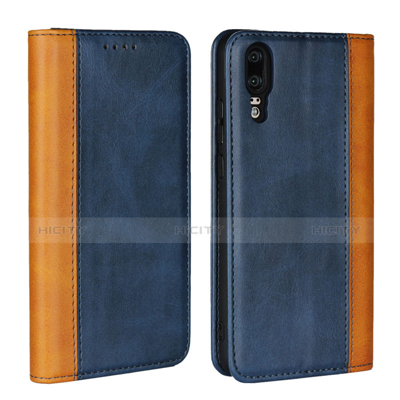 Coque Portefeuille Livre Cuir Etui Clapet L07 pour Huawei P20 Bleu Plus