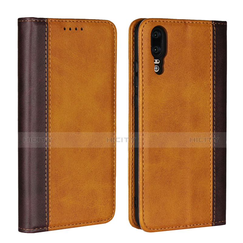 Coque Portefeuille Livre Cuir Etui Clapet L07 pour Huawei P20 Orange Plus