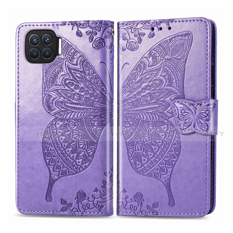 Coque Portefeuille Livre Cuir Etui Clapet L07 pour Oppo A93 Violet Clair Plus