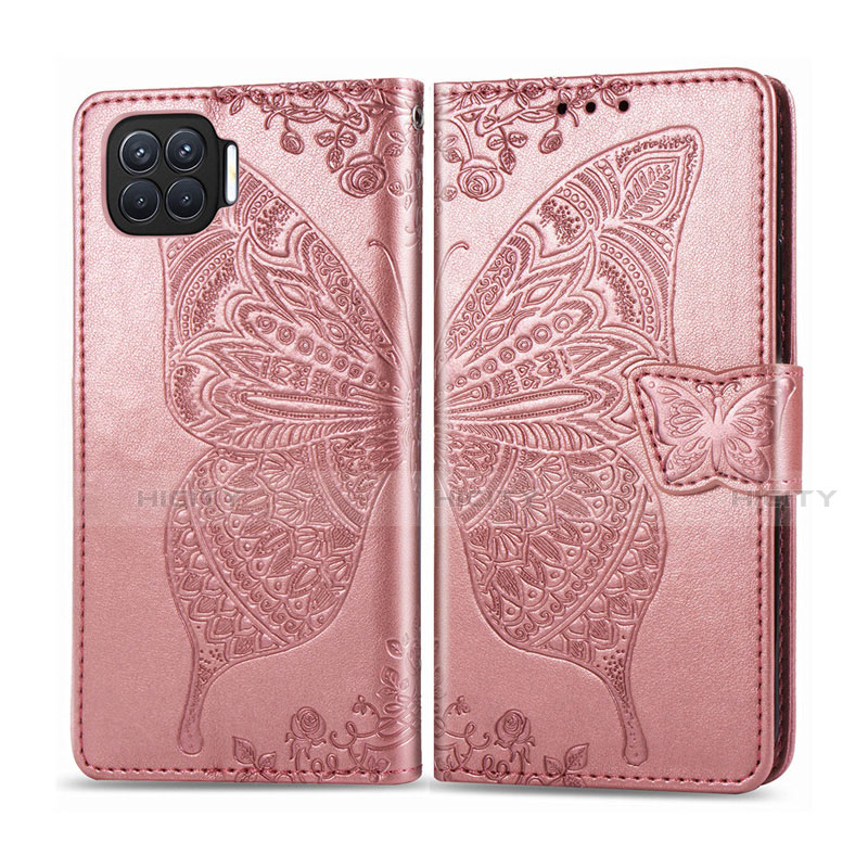 Coque Portefeuille Livre Cuir Etui Clapet L07 pour Oppo F17 Pro Or Rose Plus