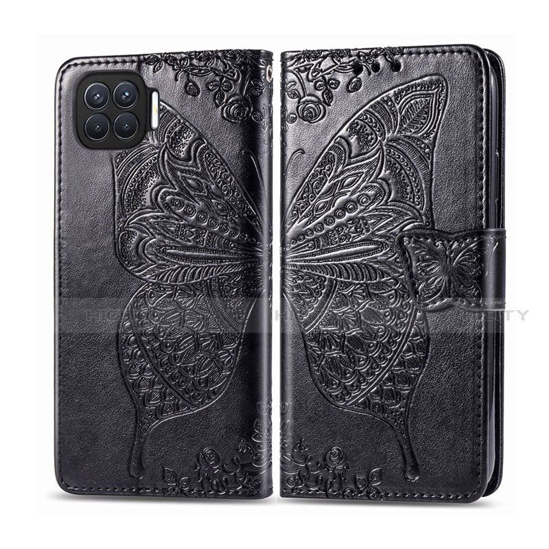 Coque Portefeuille Livre Cuir Etui Clapet L07 pour Oppo Reno4 Lite Noir Plus