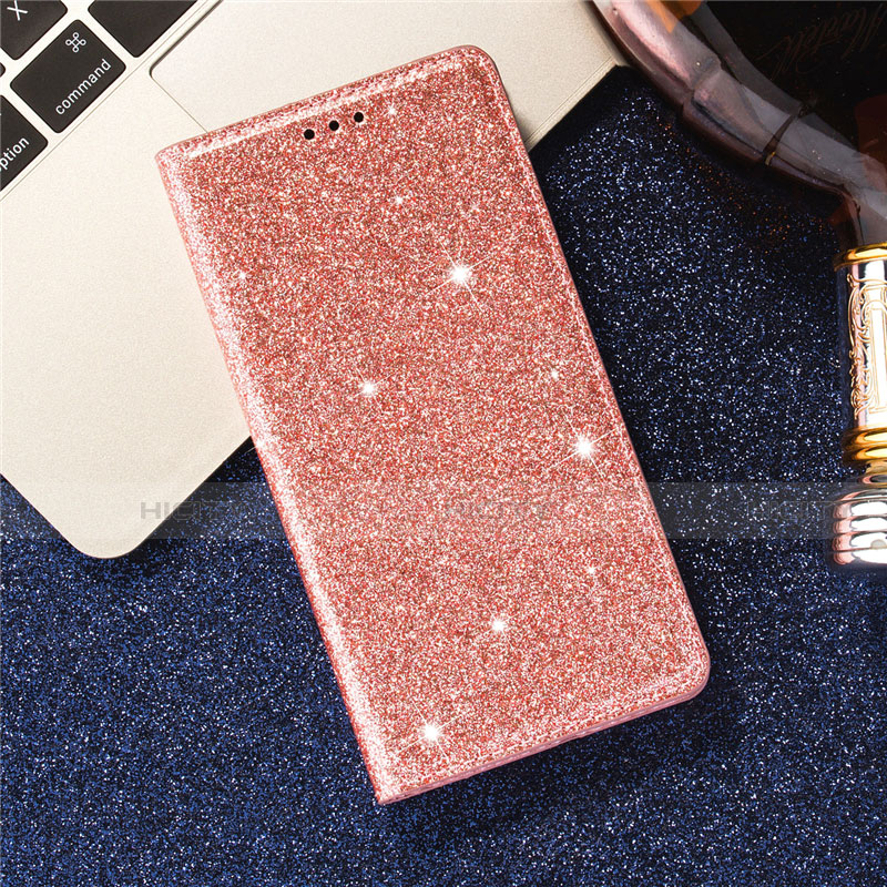 Coque Portefeuille Livre Cuir Etui Clapet L07 pour Samsung Galaxy S20 Ultra 5G Or Rose Plus