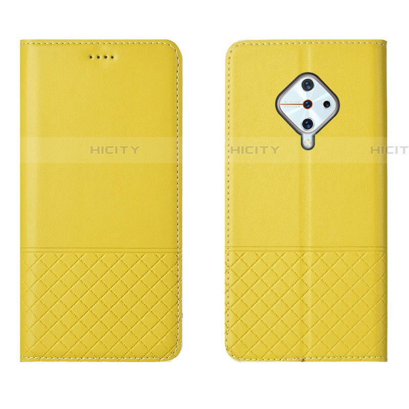 Coque Portefeuille Livre Cuir Etui Clapet L07 pour Vivo S1 Pro Jaune Plus