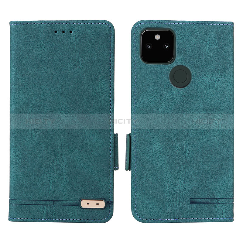 Coque Portefeuille Livre Cuir Etui Clapet L07Z pour Google Pixel 5a 5G Vert Plus