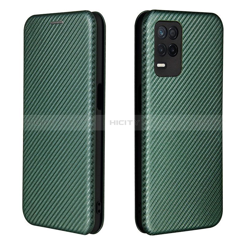 Coque Portefeuille Livre Cuir Etui Clapet L07Z pour Realme 9 5G India Vert Plus