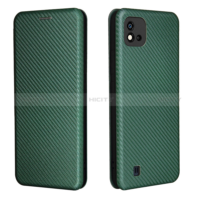 Coque Portefeuille Livre Cuir Etui Clapet L07Z pour Realme C20 Vert Plus