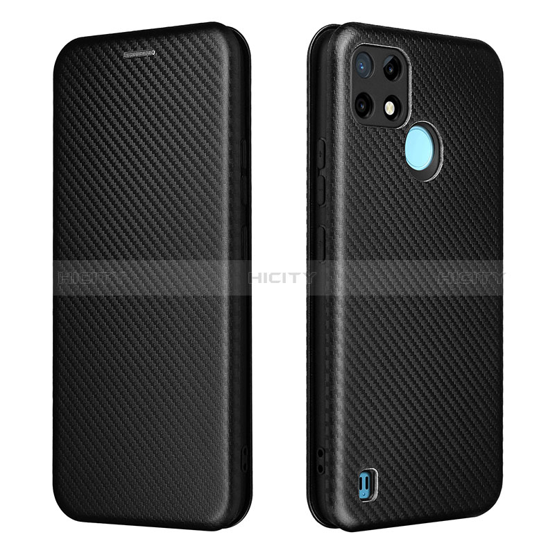 Coque Portefeuille Livre Cuir Etui Clapet L07Z pour Realme C21Y Noir Plus