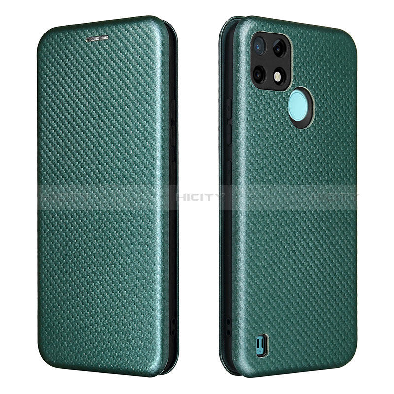 Coque Portefeuille Livre Cuir Etui Clapet L07Z pour Realme C21Y Vert Plus