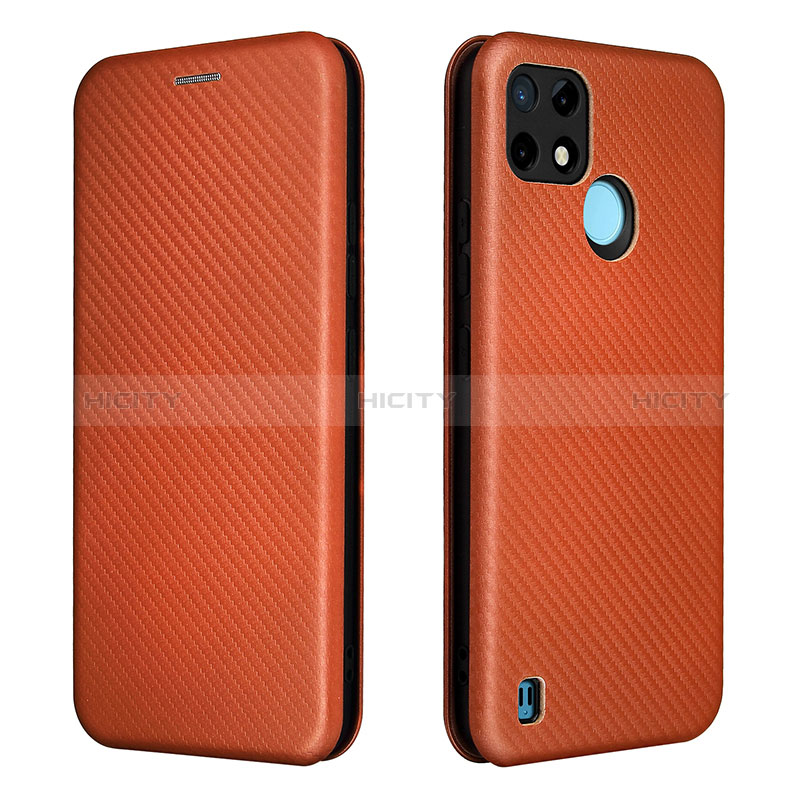 Coque Portefeuille Livre Cuir Etui Clapet L07Z pour Realme C25Y India Marron Plus