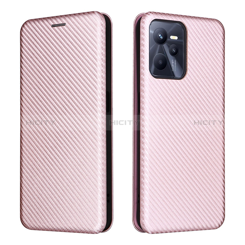 Coque Portefeuille Livre Cuir Etui Clapet L07Z pour Realme C35 Or Rose Plus