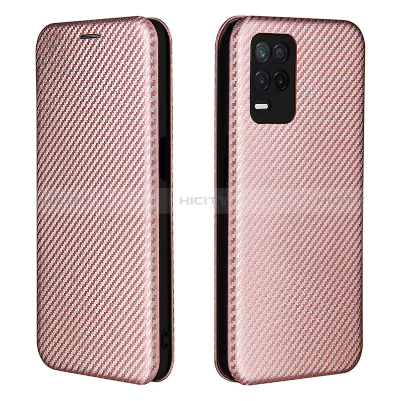 Coque Portefeuille Livre Cuir Etui Clapet L07Z pour Realme Narzo 30 5G Or Rose Plus