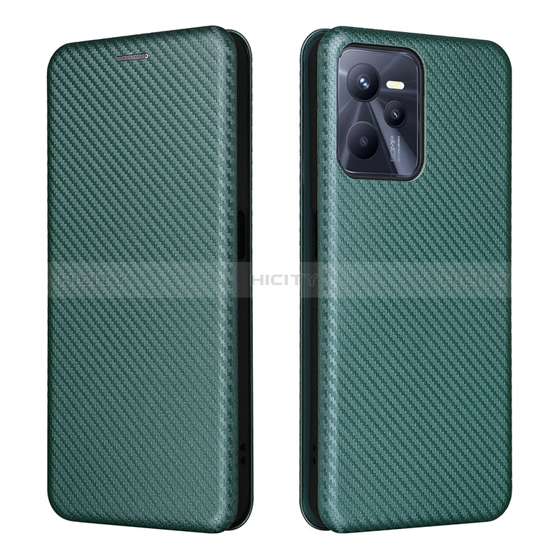 Coque Portefeuille Livre Cuir Etui Clapet L07Z pour Realme Narzo 50A Prime Vert Plus