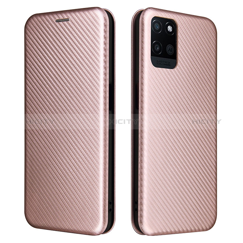 Coque Portefeuille Livre Cuir Etui Clapet L07Z pour Realme V11 5G Or Rose Plus