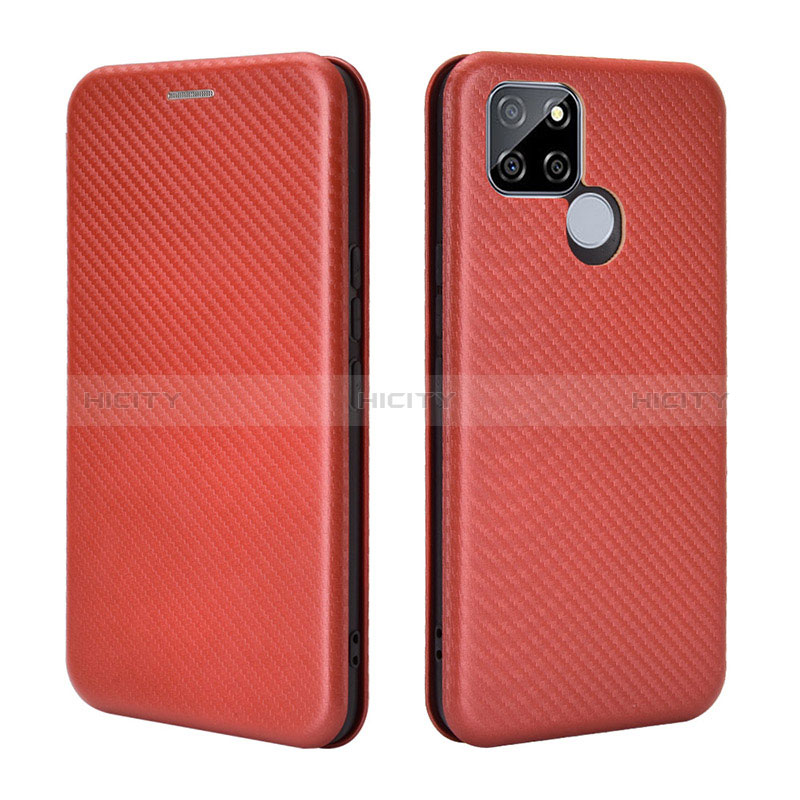 Coque Portefeuille Livre Cuir Etui Clapet L07Z pour Realme V3 5G Marron Plus