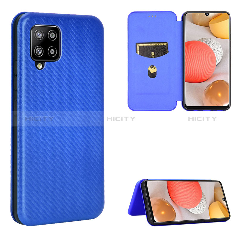 Coque Portefeuille Livre Cuir Etui Clapet L07Z pour Samsung Galaxy A42 5G Bleu Plus