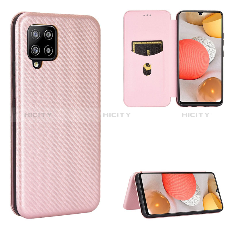 Coque Portefeuille Livre Cuir Etui Clapet L07Z pour Samsung Galaxy A42 5G Or Rose Plus