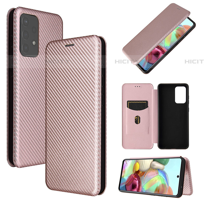 Coque Portefeuille Livre Cuir Etui Clapet L07Z pour Samsung Galaxy A72 4G Or Rose Plus