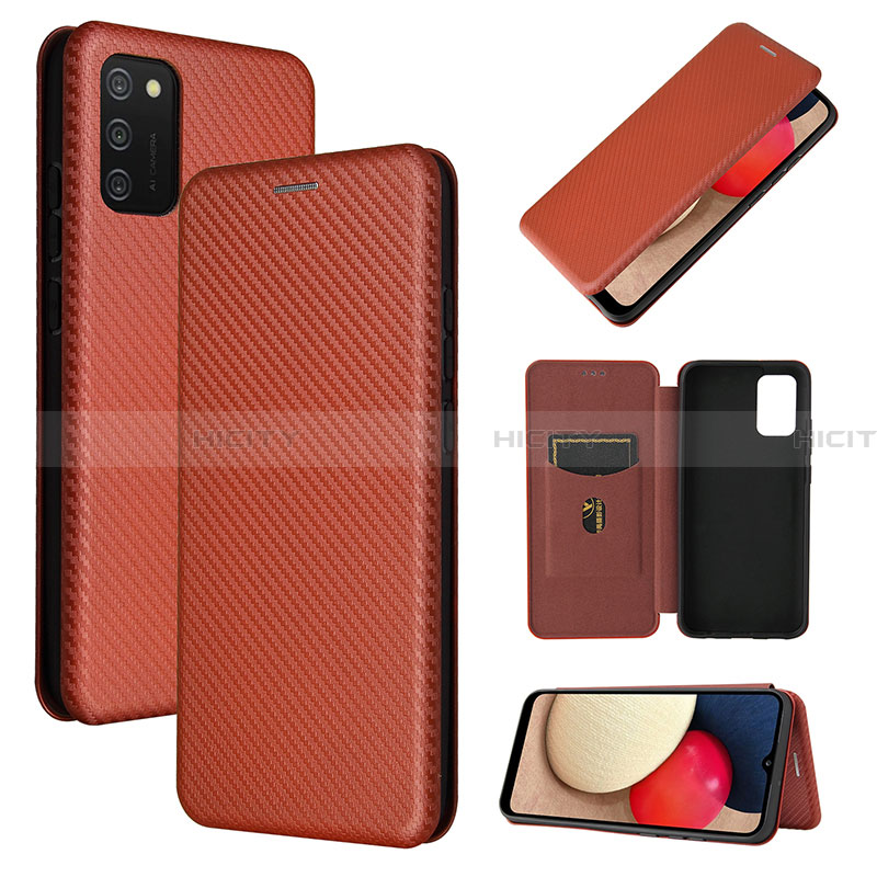 Coque Portefeuille Livre Cuir Etui Clapet L07Z pour Samsung Galaxy F02S SM-E025F Marron Plus