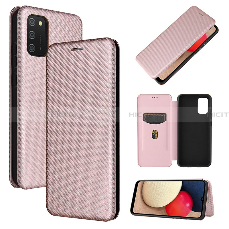 Coque Portefeuille Livre Cuir Etui Clapet L07Z pour Samsung Galaxy F02S SM-E025F Or Rose Plus